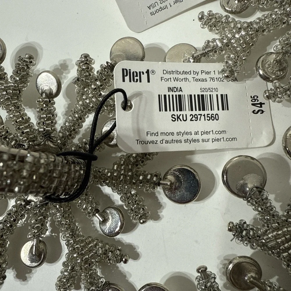 Snowflake Shape Beaded‎ Napkin Rings Christmas Holiday Decor LOT Of 3 w/New Tags